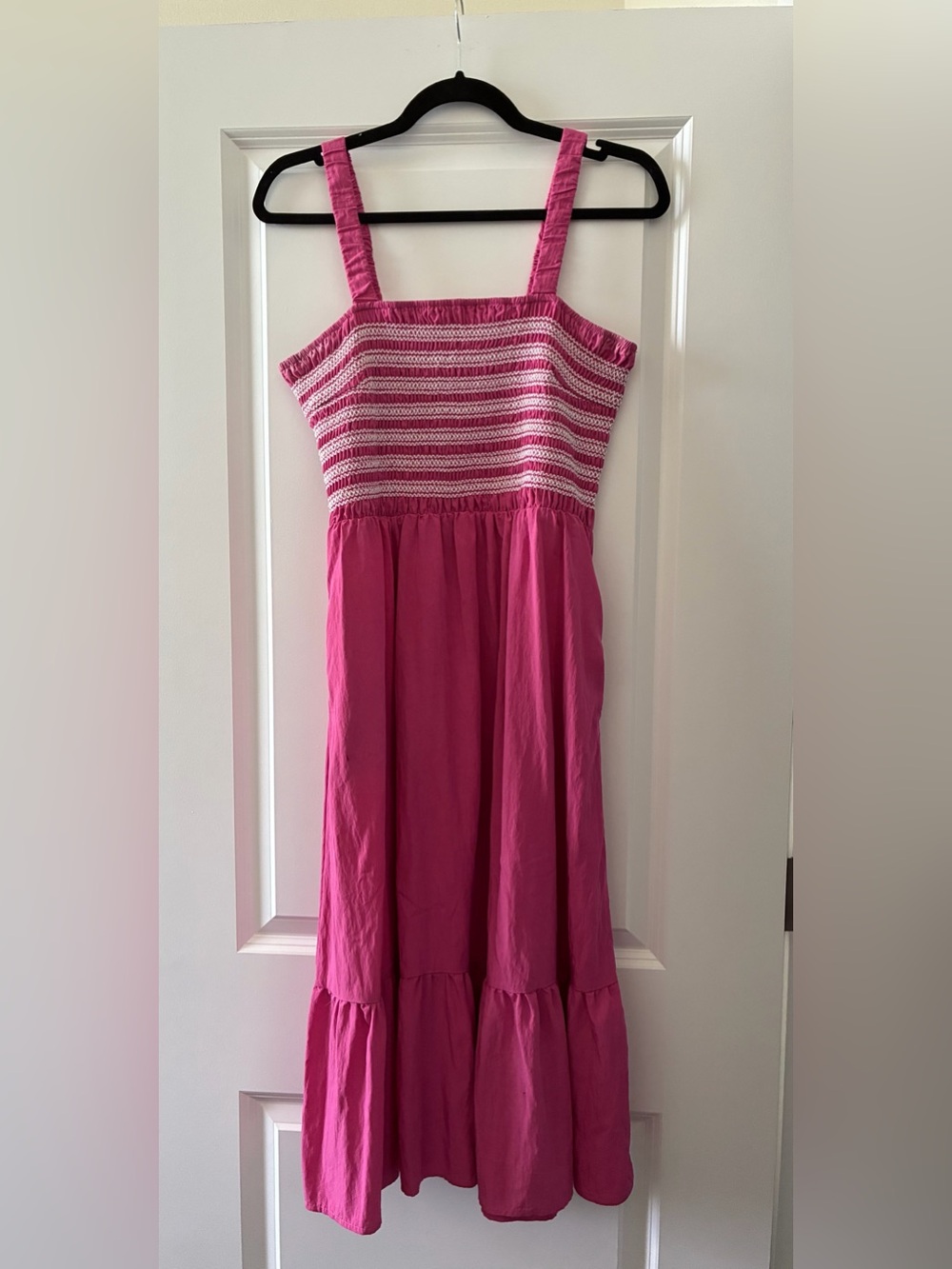 Women's pink Fuchsia Smocked Midi Sundress
